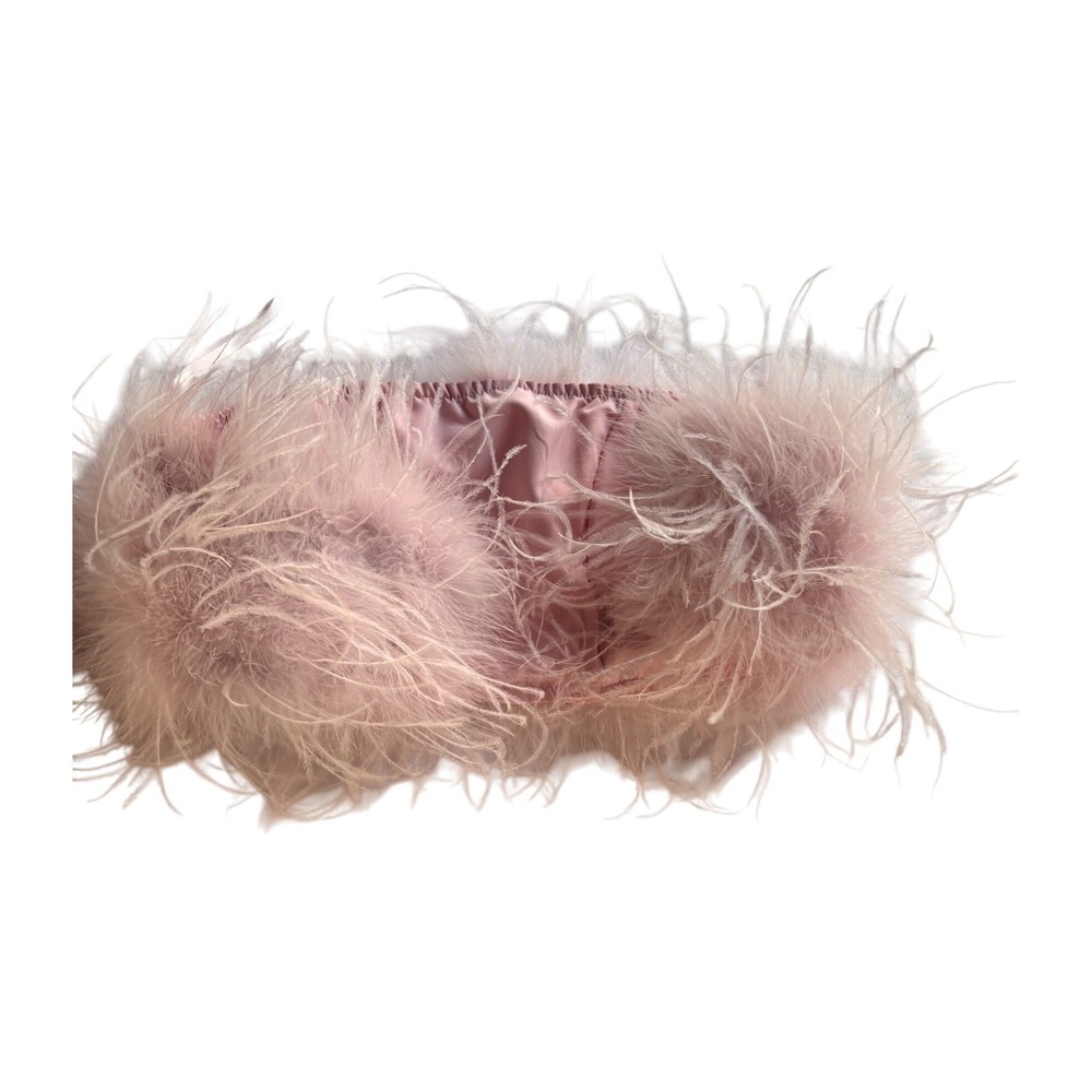 LaMarque Feather Trim Top Pink Crop Top - Picture 2 of 6